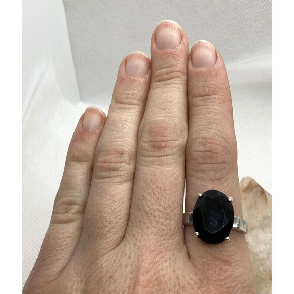 Dark Brown Smoky Quartz Solitaire Ring Size 9 Sterling Silver 925 Ring 7g - Picture 11 of 13